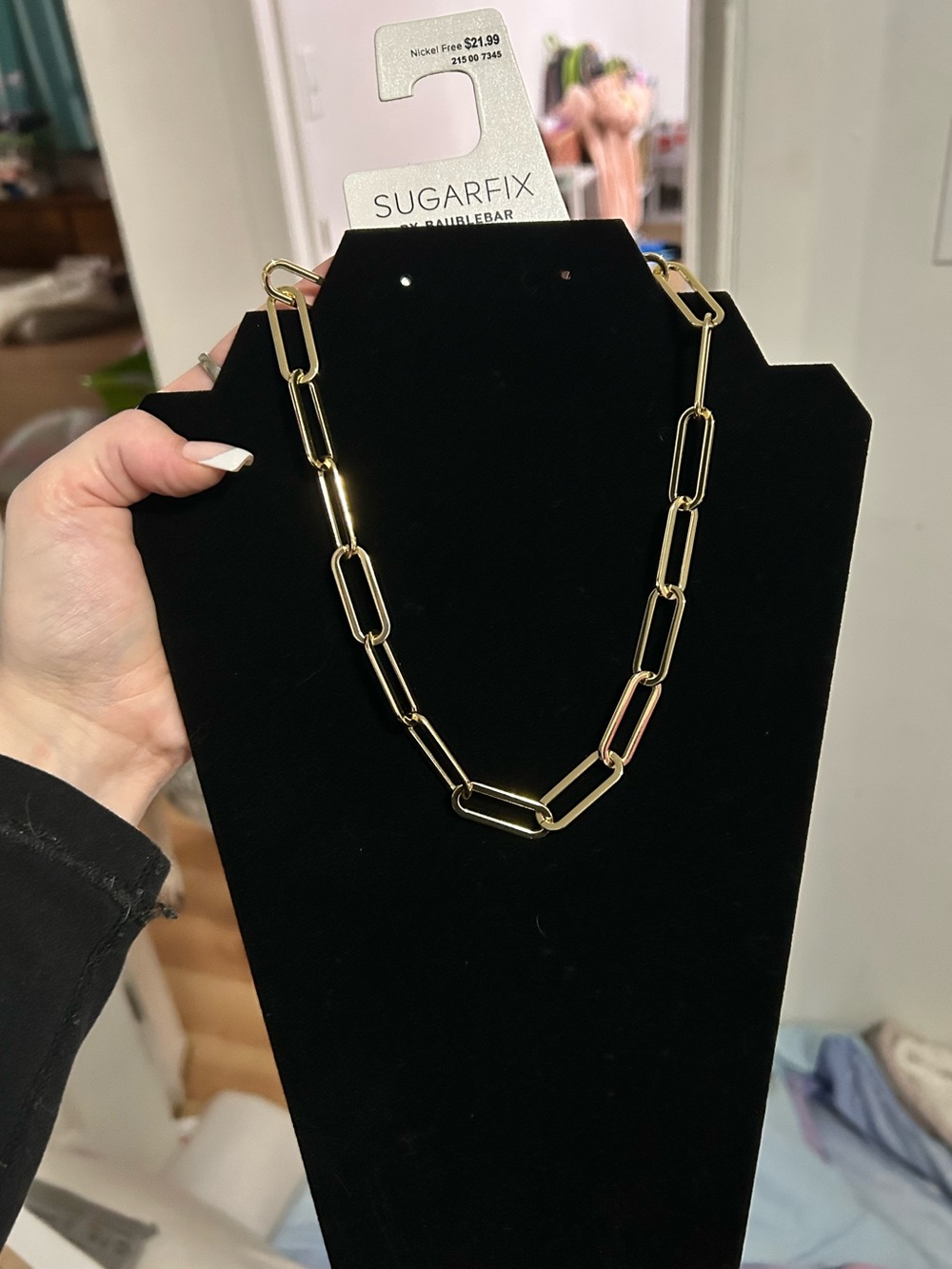 Sugarfix by BaubleBar Gold Tone Paperclip Chain Necklace Chunky Link NWT